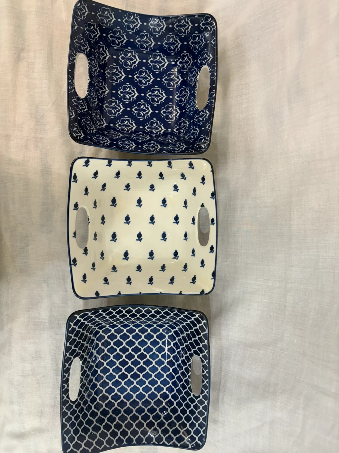 Set of 3 Blue and White Serving bowls - photo 4