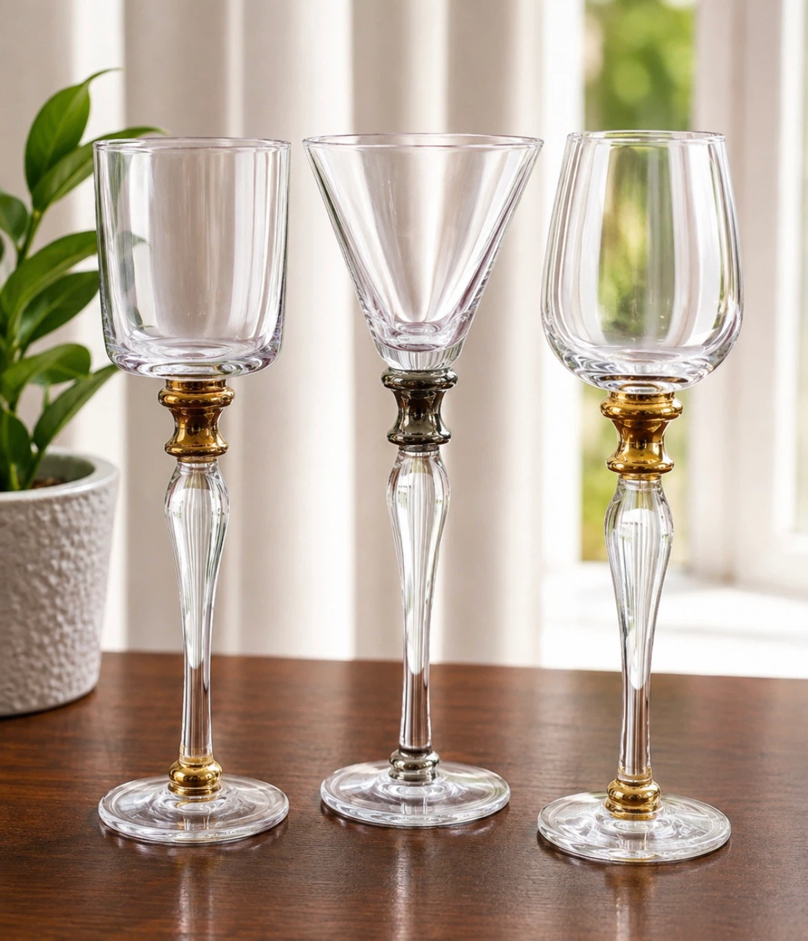 NEW   Pottery Barn Glass Metallic Cordials Glasses Set of 6 - photo 2
