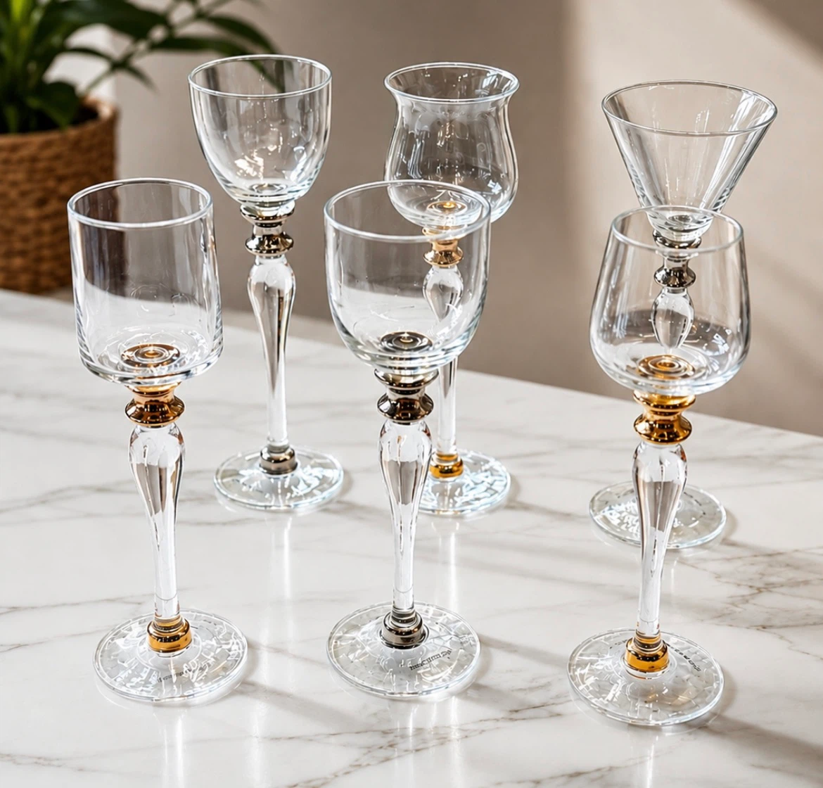 NEW   Pottery Barn Glass Metallic Cordials Glasses Set of 6 - photo 4