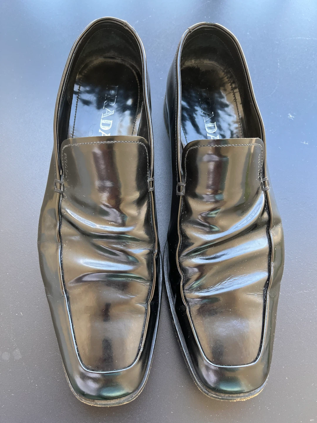Prada Black Patent Leather Loafers - Size 8.5D US