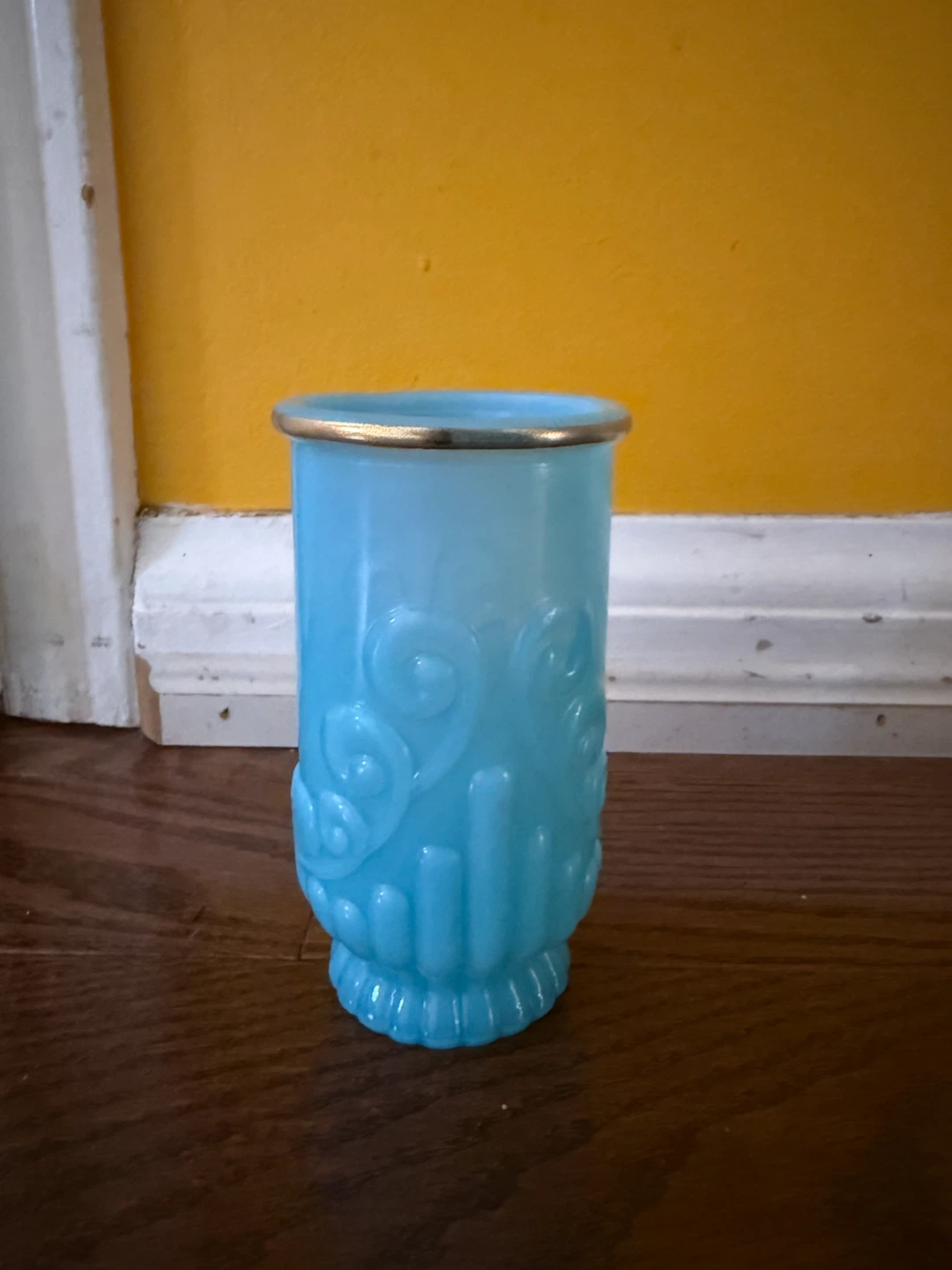 Vintage AVON Bristol Blue Art Deco Glass Vase - Collectible
