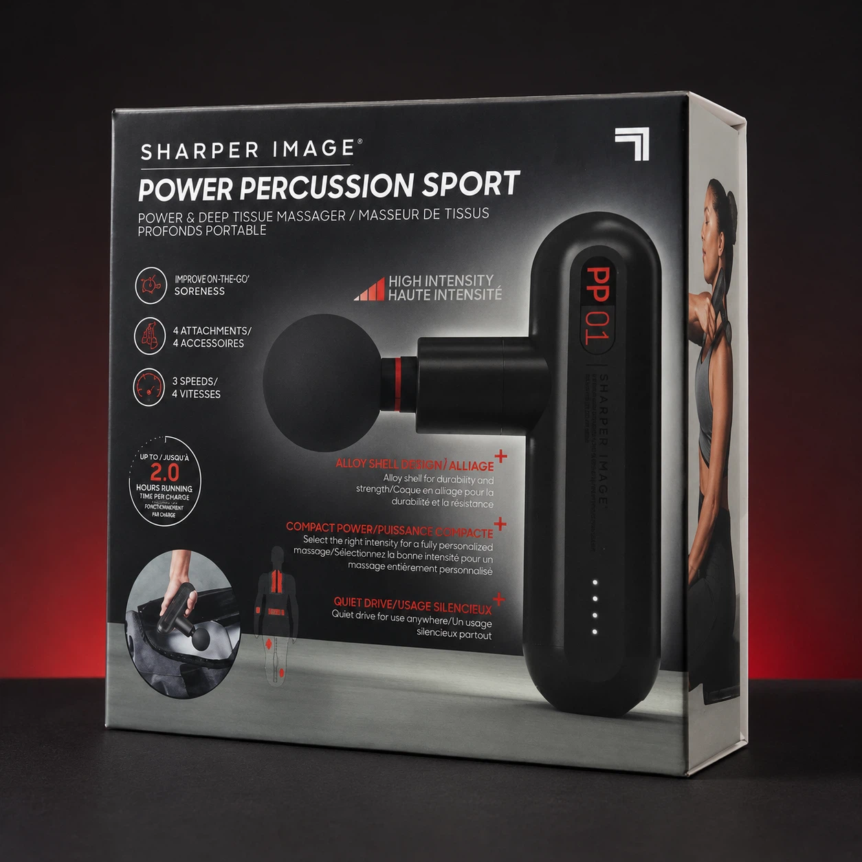 Sharper Image Power Percussion Sport Massager with 4 Attachments