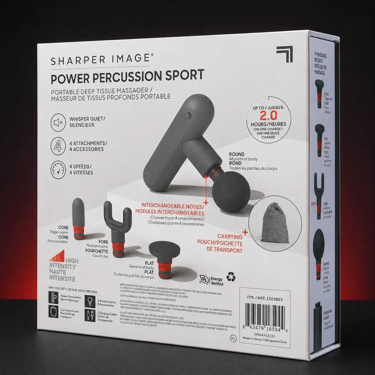 Sharper Image Power Percussion Sport Massager with 4 Attachments - photo 2