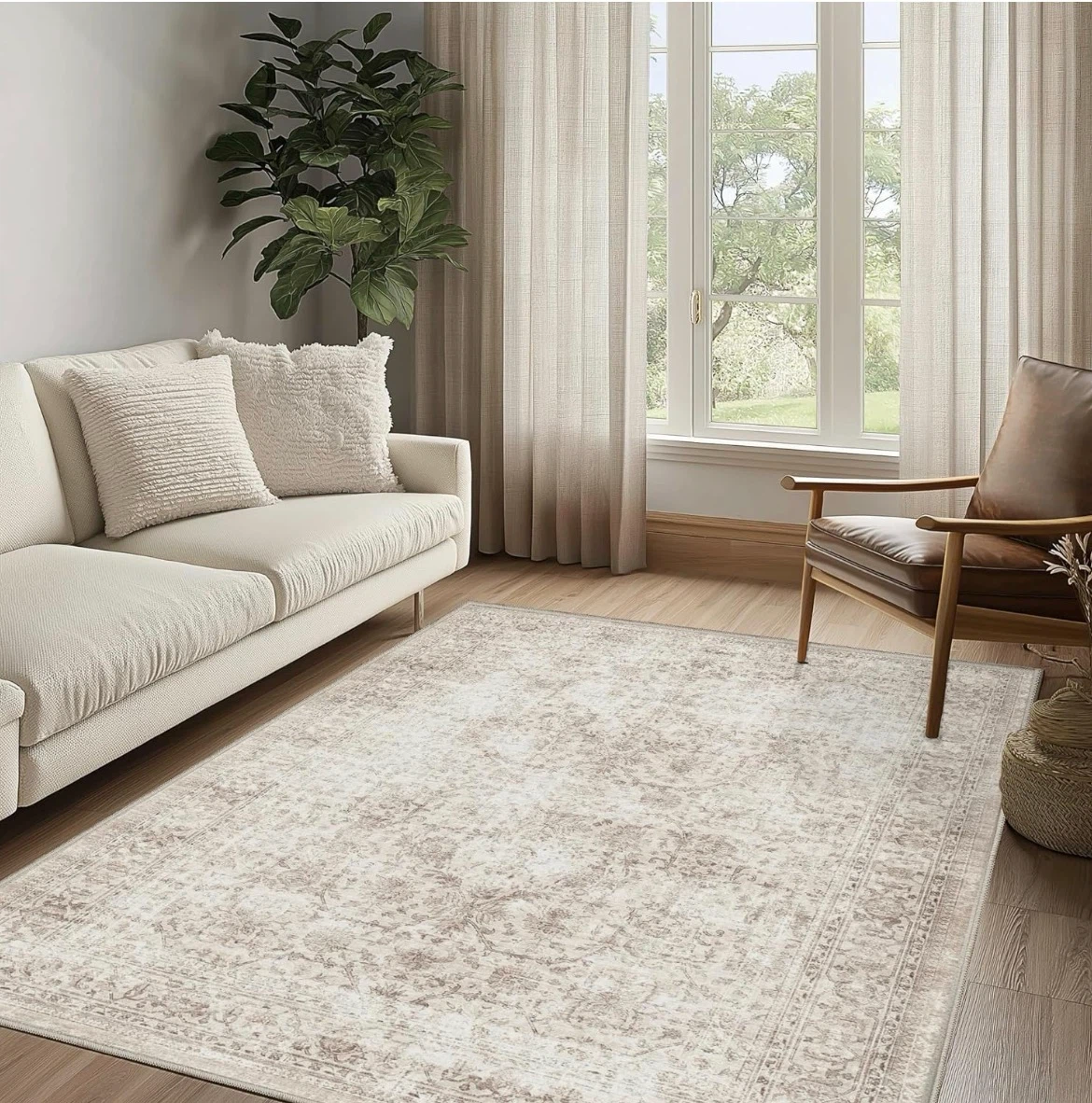 5x7 Machine Washable Area Rug with Non-Slip Backing