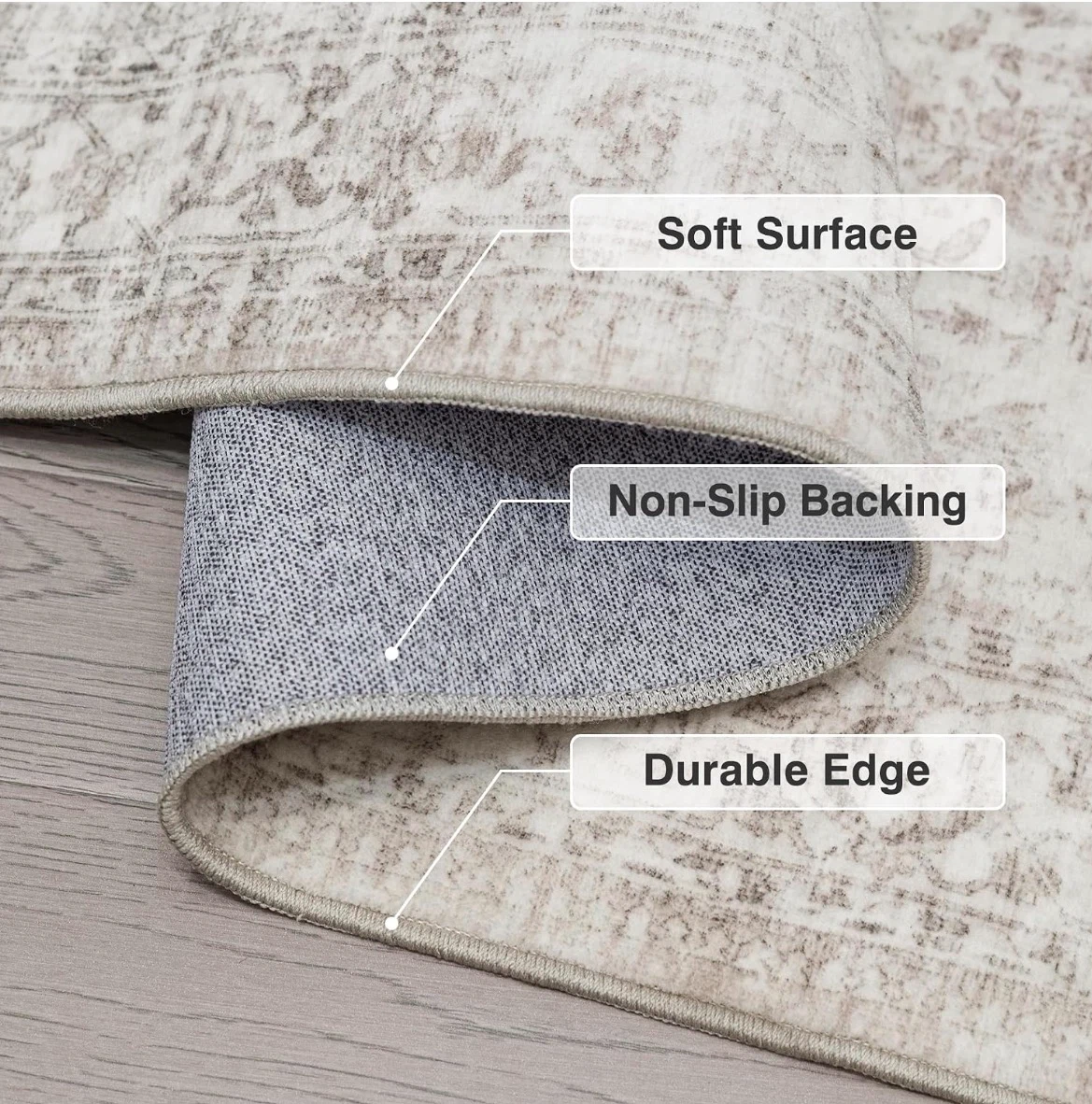 5x7 Machine Washable Area Rug with Non-Slip Backing - photo 3
