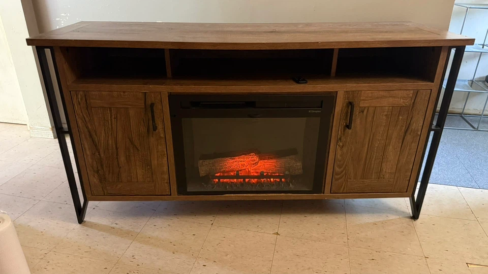 Electric Fireplace TV Stand - Wood Finish