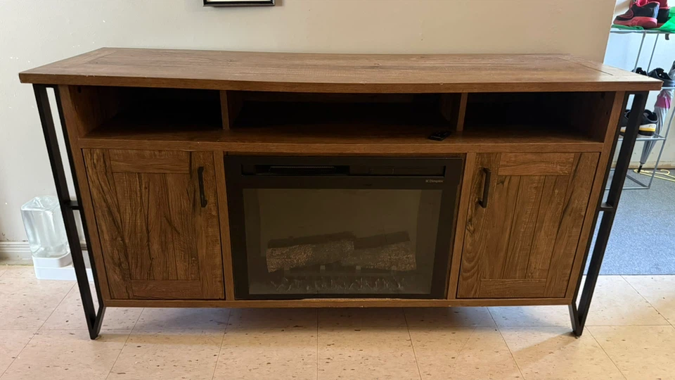 Electric Fireplace TV Stand - Wood Finish - photo 2