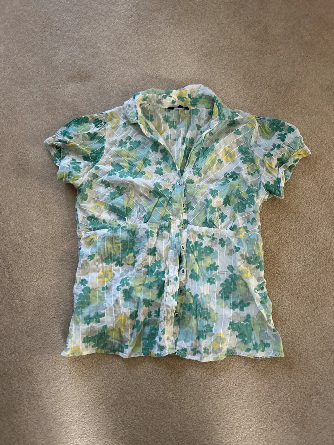Vintage Floral Button-Up Blouse