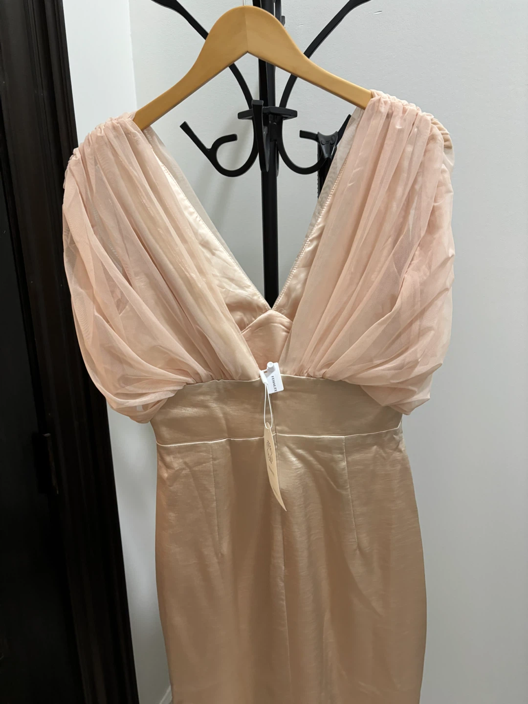 FeHaute Champagne Tulle Ruched Dress - photo 3