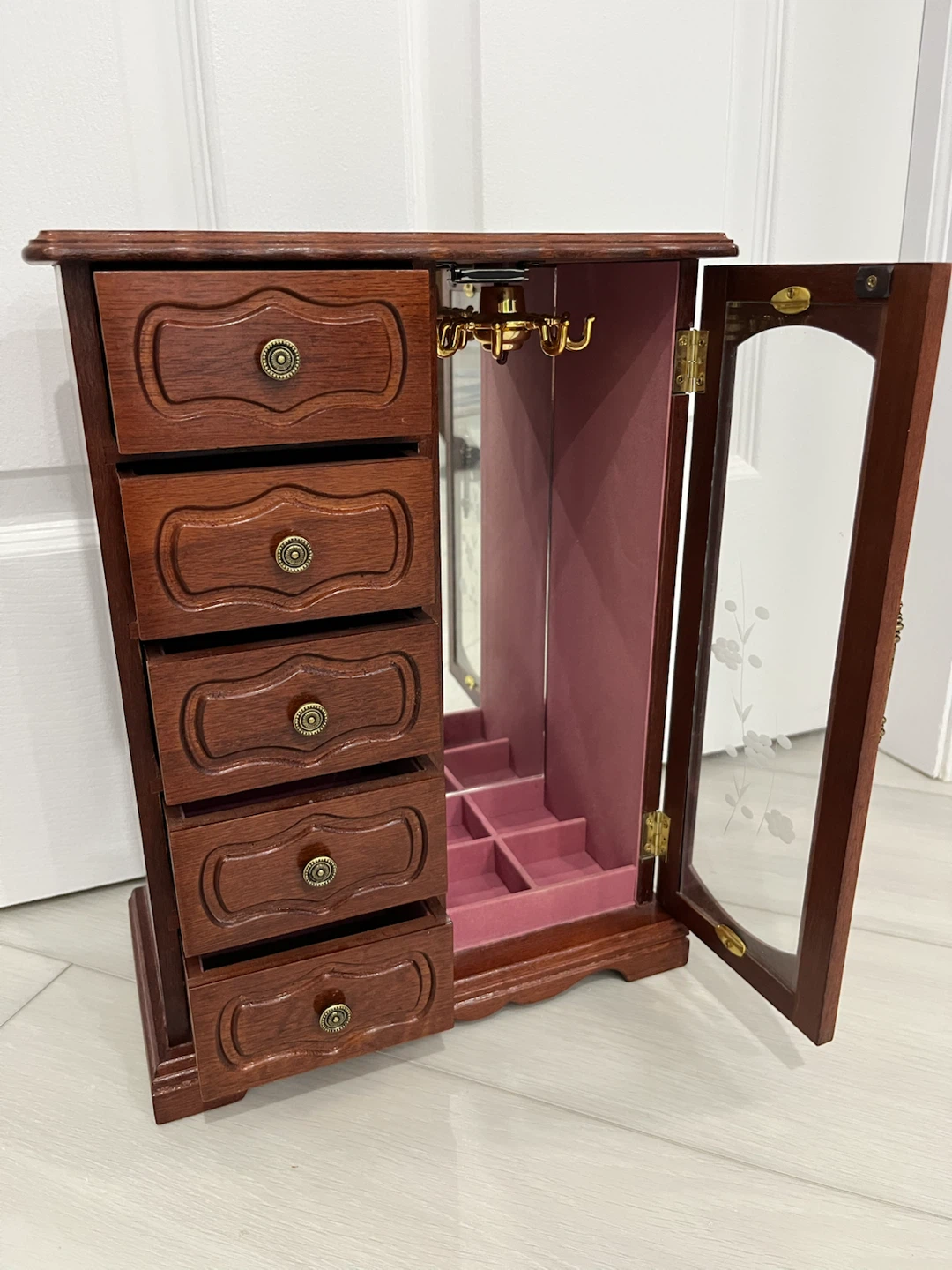 Mahogany Jewelry Armoire