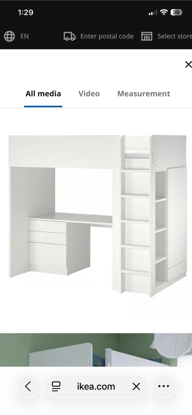 IKEA Loft Bed with Desk and Wardrobe