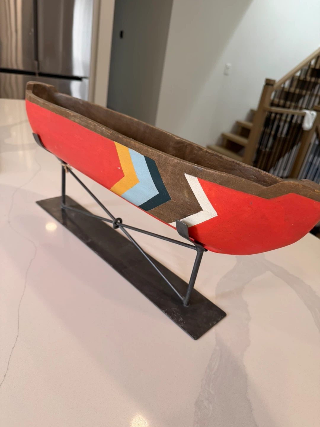 Decorative Wooden Canoe with Stand