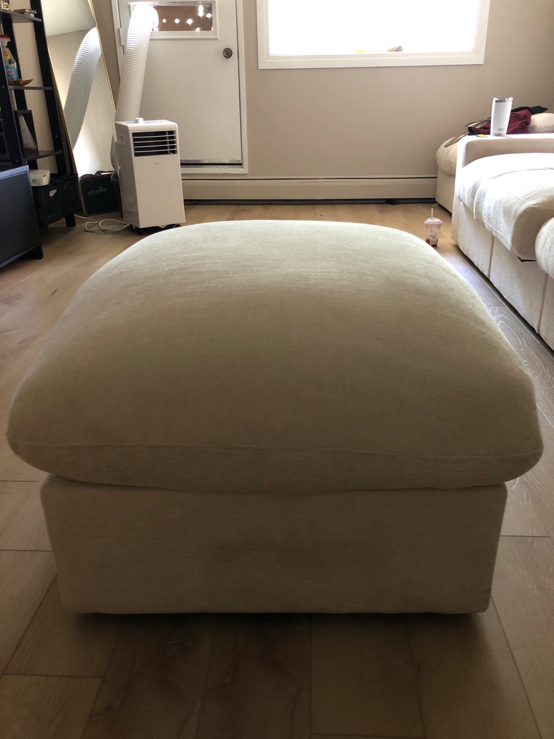 Cream Square Ottoman