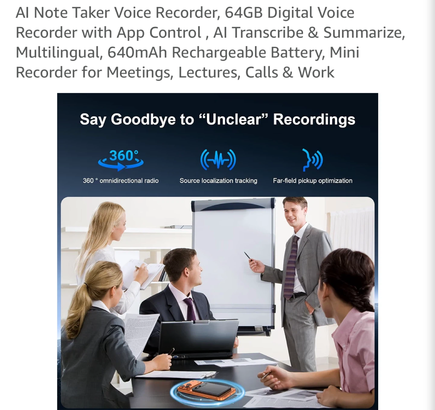 AI Note Taker Voice Recorder, 64GB Digital Voice Recorder NEW - photo 4