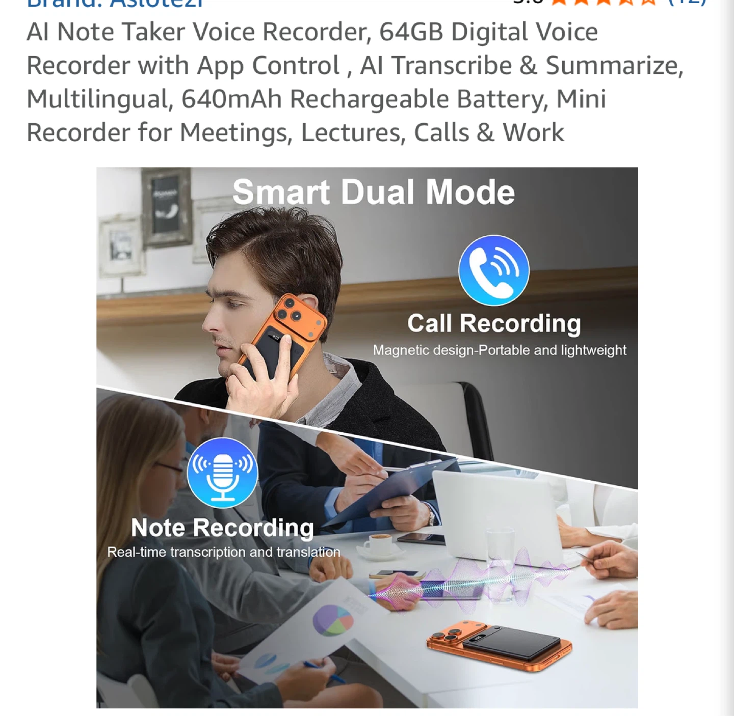 AI Note Taker Voice Recorder, 64GB Digital Voice Recorder NEW - photo 5