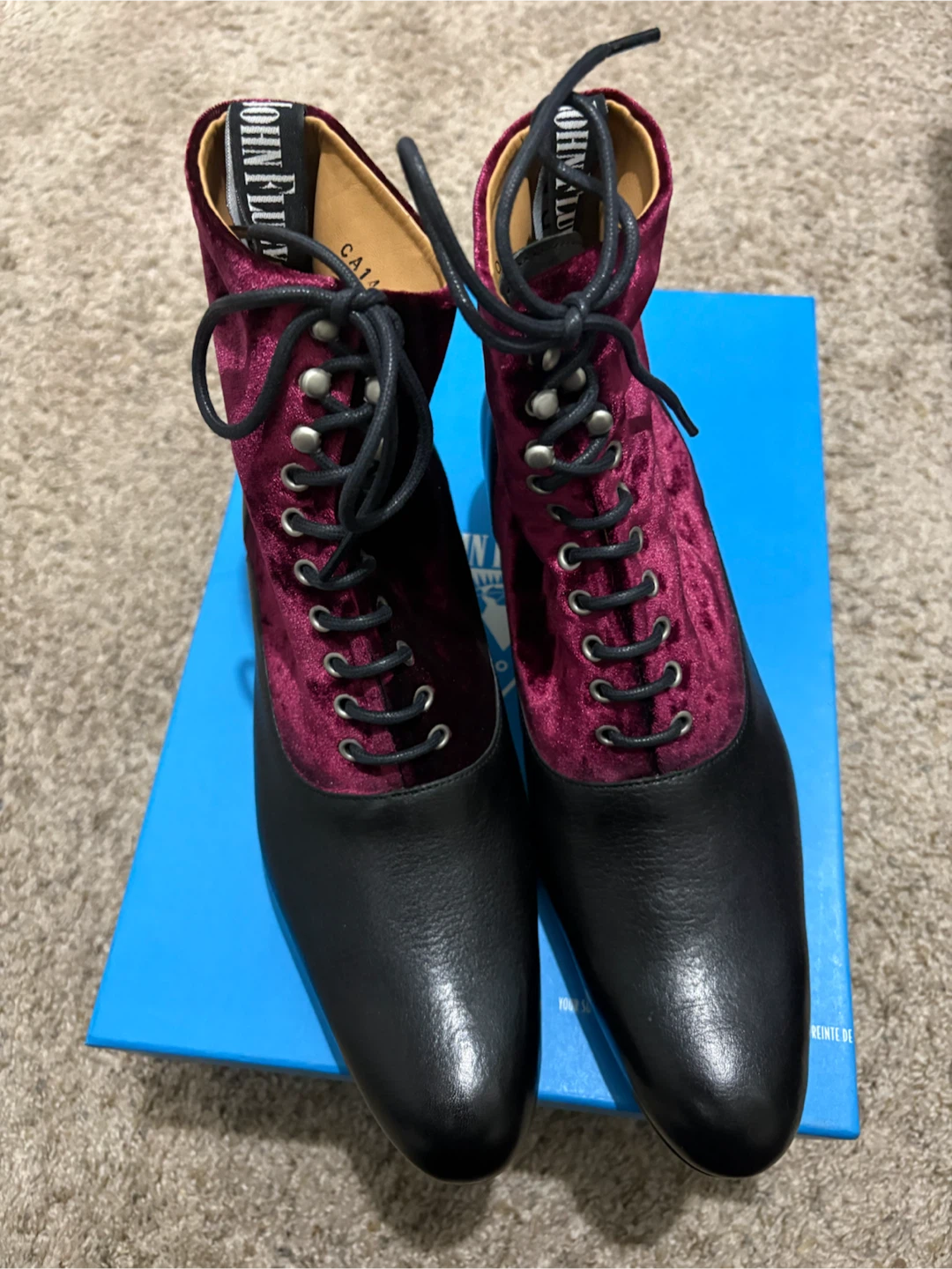 John Fluevog Velvet & Leather Lace-Up Ankle Boots - photo 2