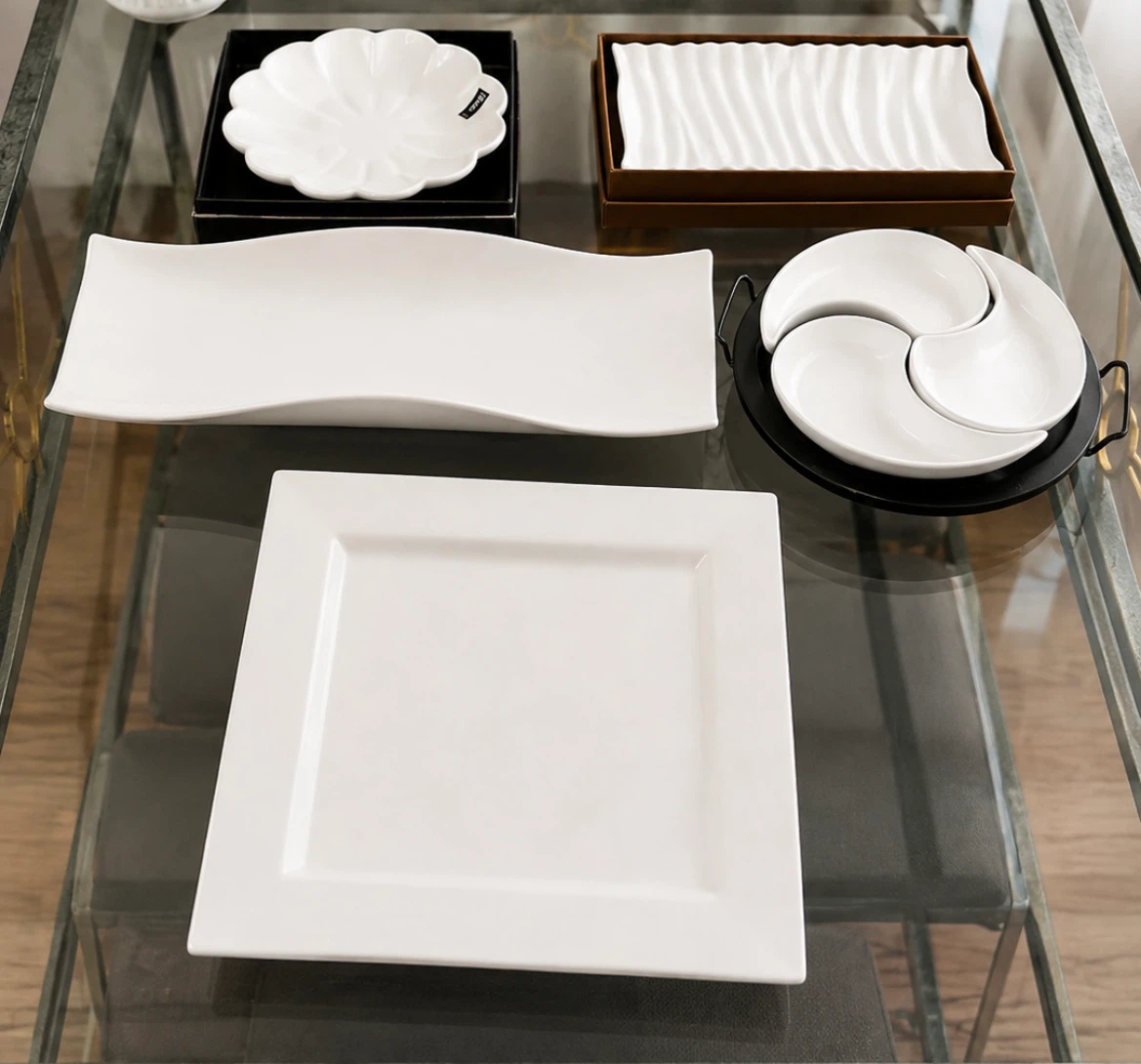Set of 5 White Serving Platters / pieces - photo 2