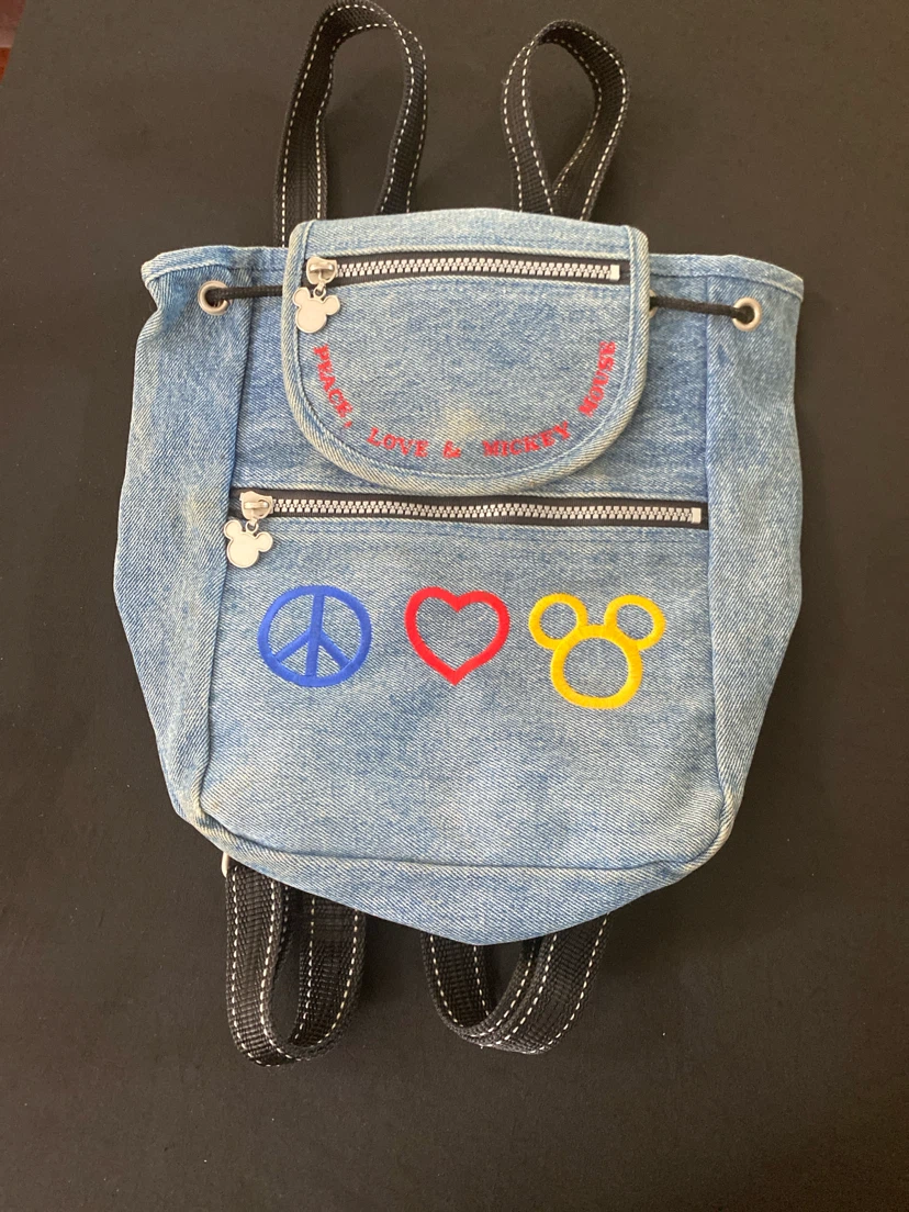 Denim Mickey Mouse Peace, Love & Mickey Mouse Mini Backpack