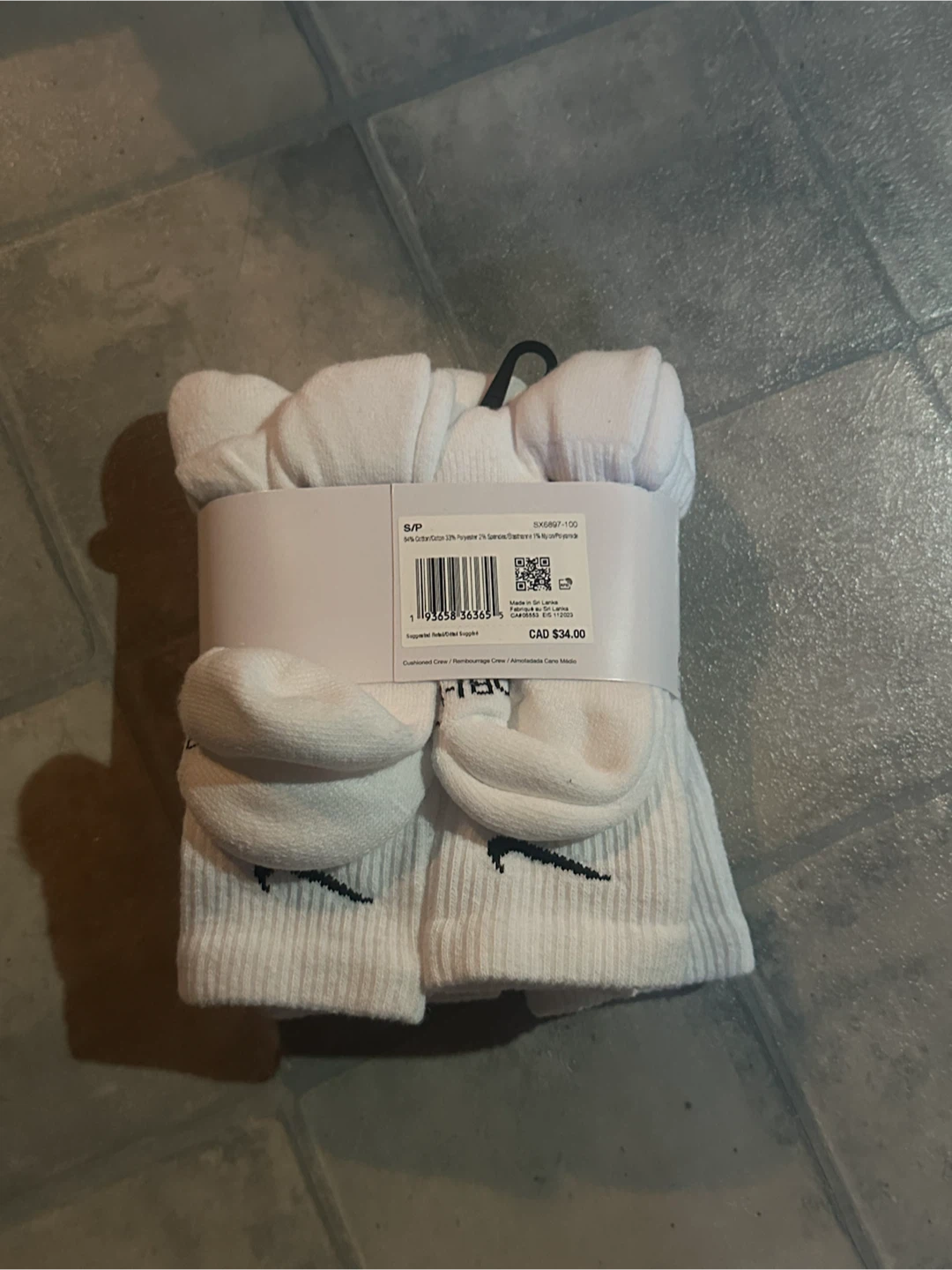 Nike Everyday Plus Socks - 6 Pack - White - Size S/P - photo 2