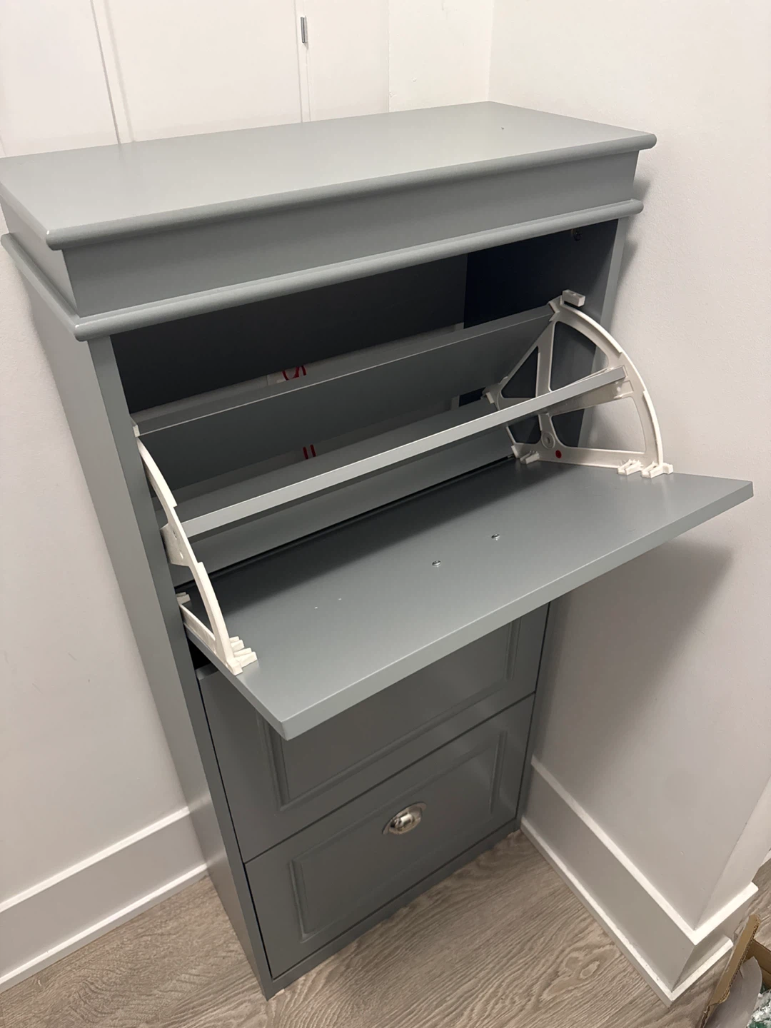 Grey 3-Tier Narrow Shoe Cabinet - photo 2