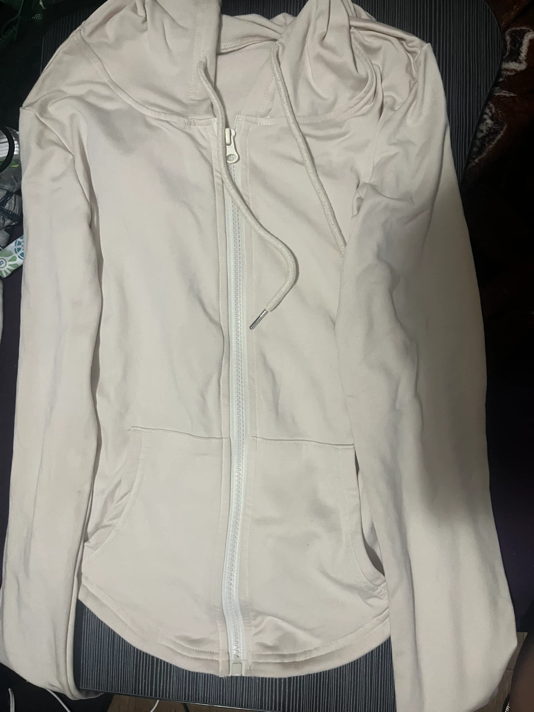 Cream Zip-Up Hoodie