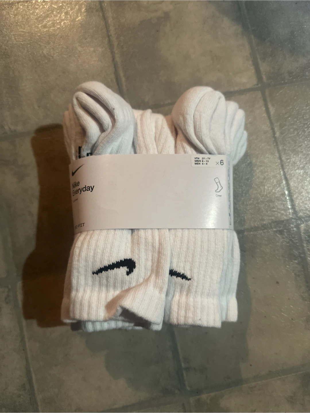 Nike Everyday Crew Socks - White - 6 Pack - M/M