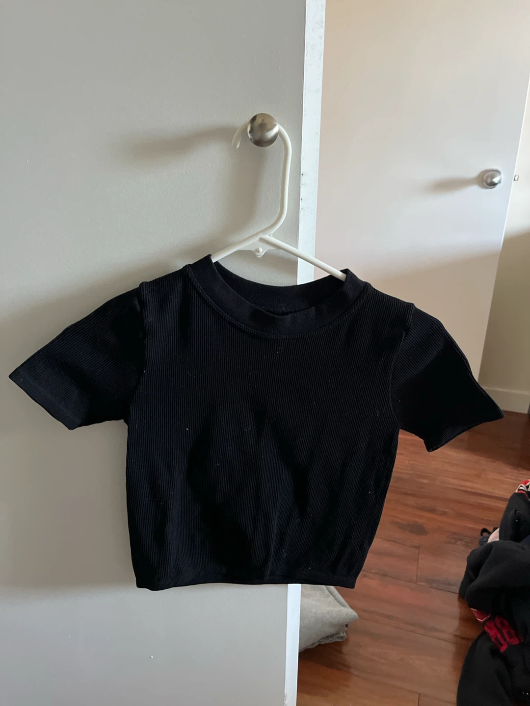 Bluenotes Black Ribbed Mock Neck Top