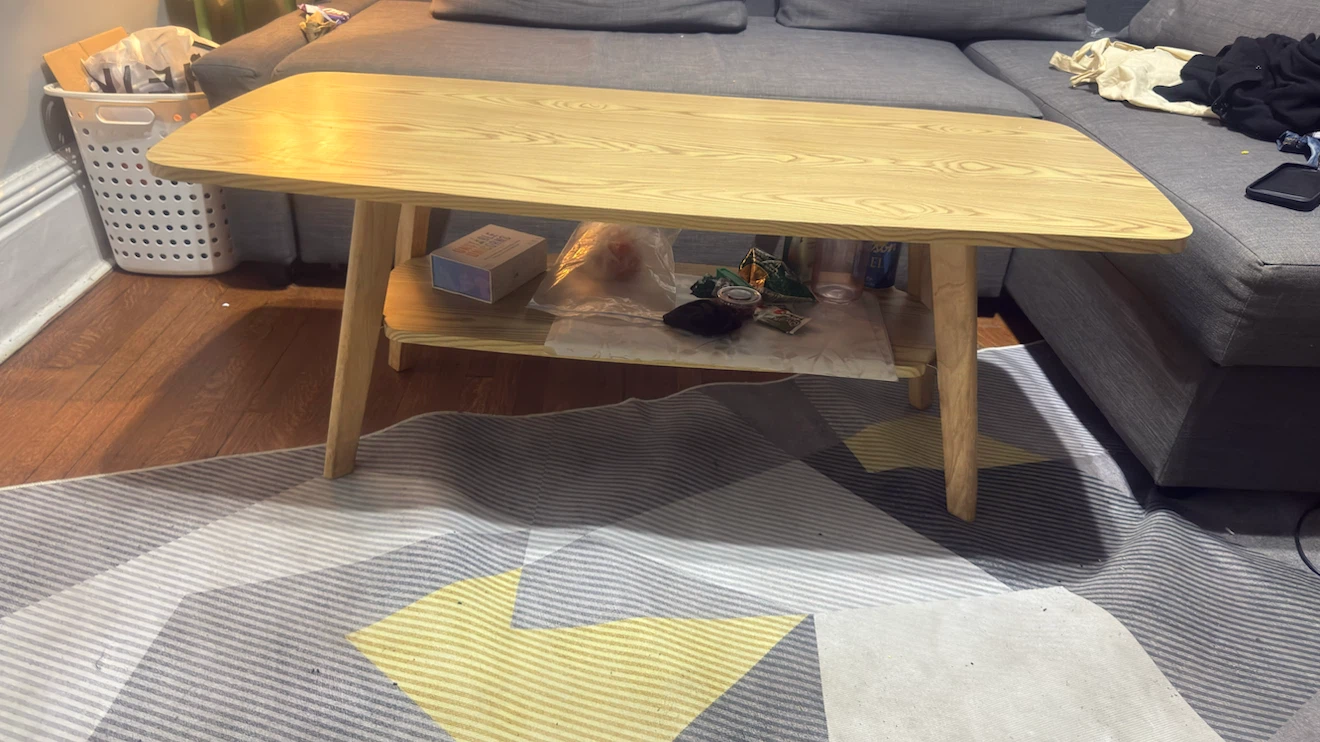 Wooden Coffee Table with Shelf - photo 2