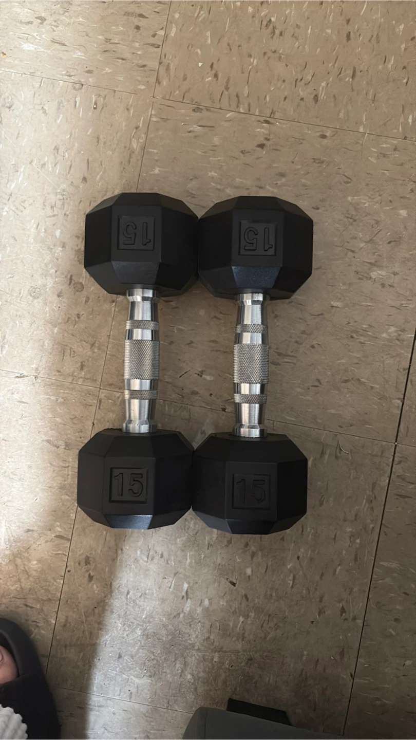 Pair of 15lb Hex Dumbbells