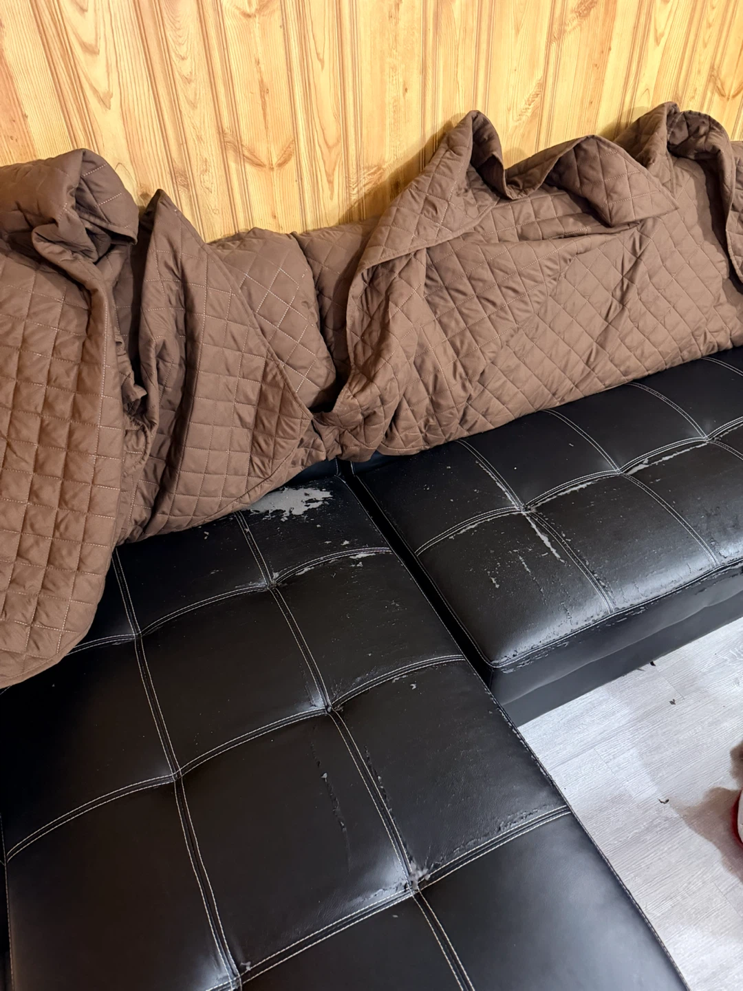 Black Faux Leather Sectional Sofa with Storage - photo 3