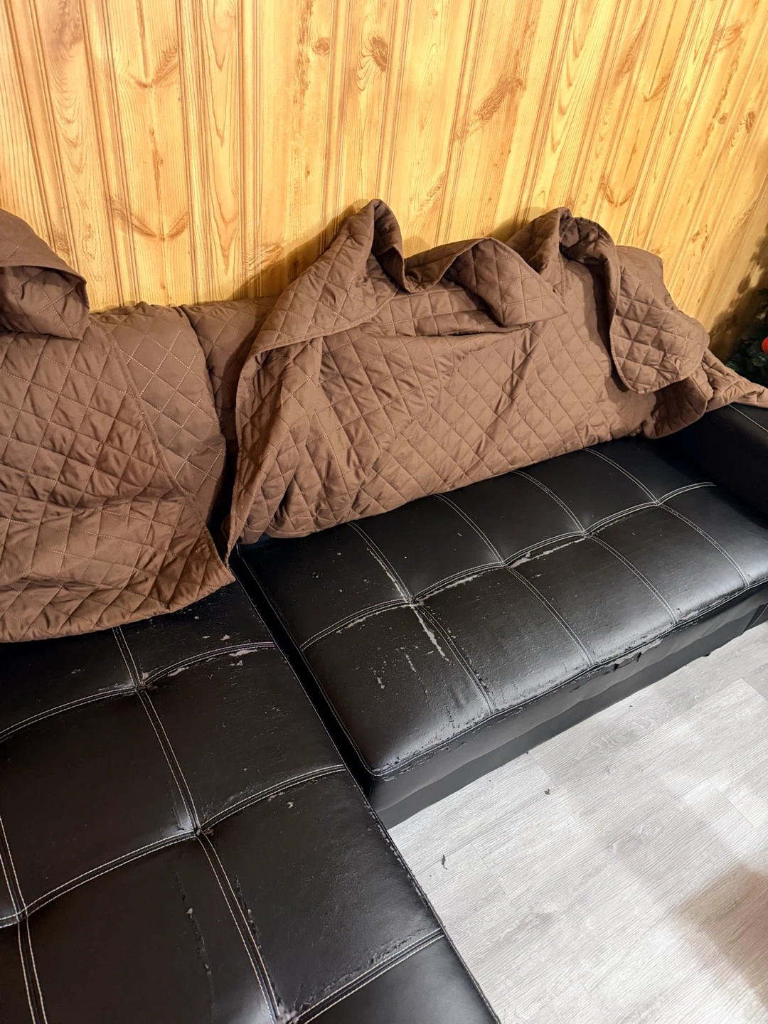 Black Faux Leather Sectional Sofa with Storage - photo 4