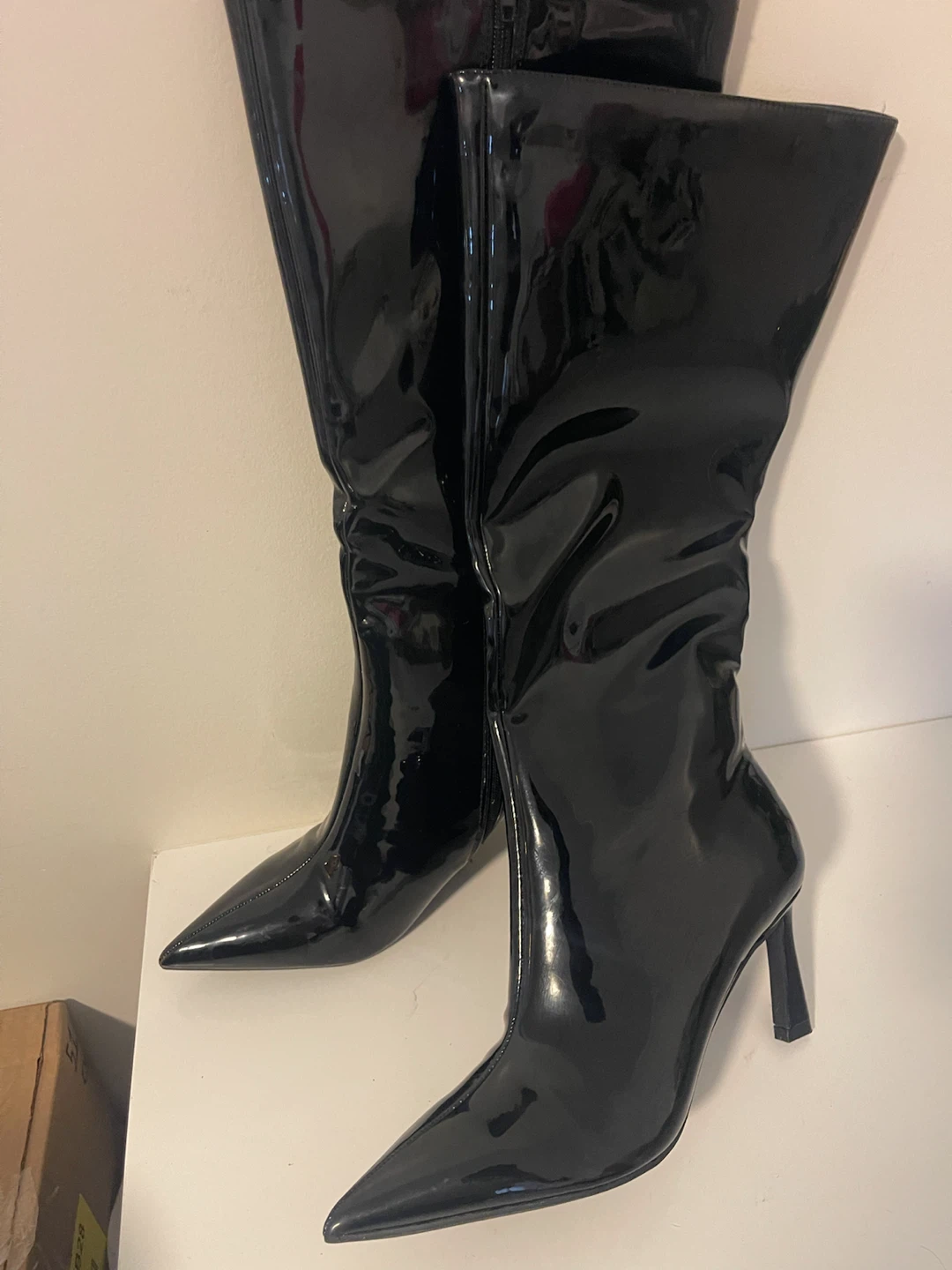 Black Patent Stiletto Boots