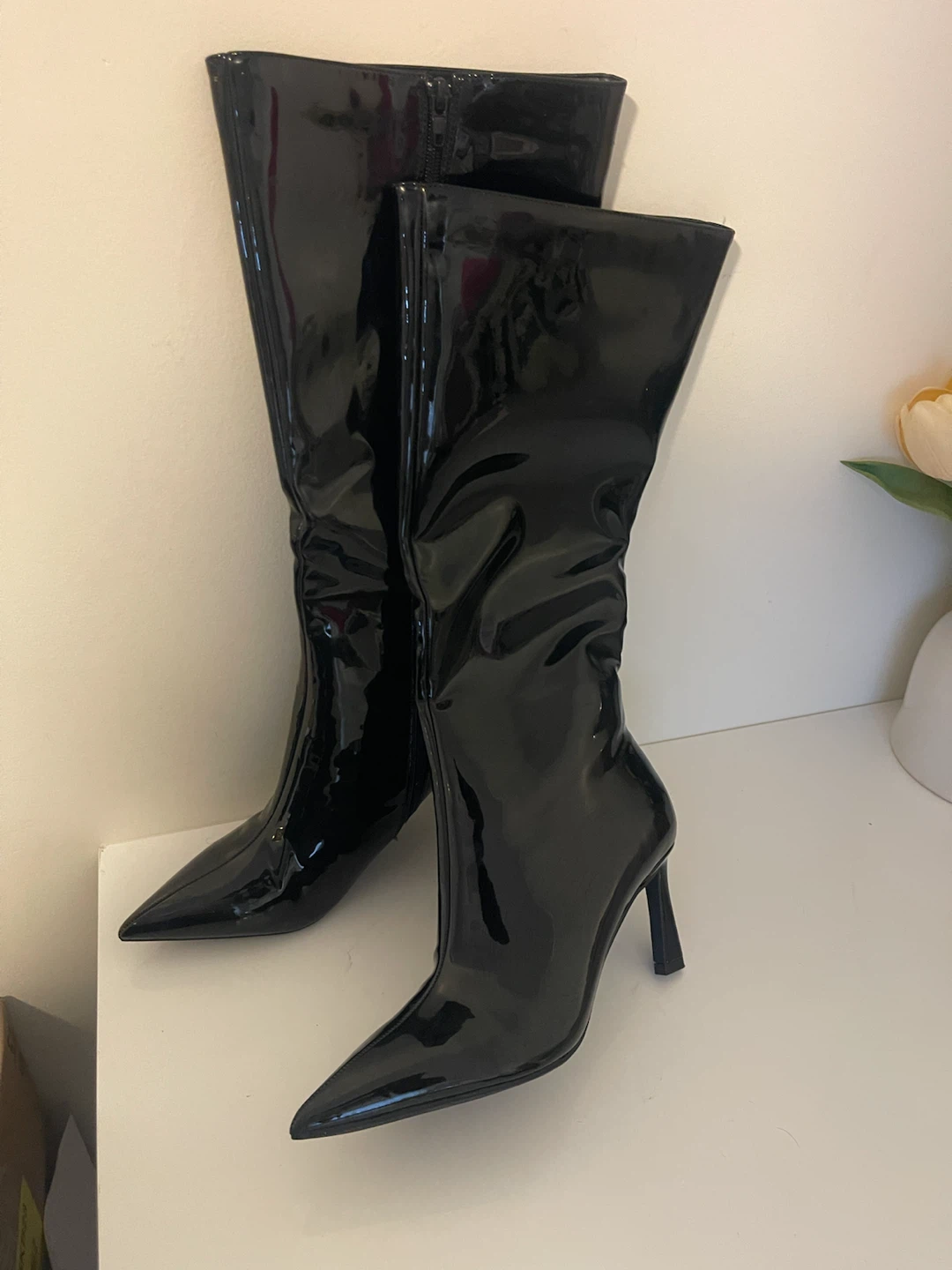 Black Patent Stiletto Boots - photo 4