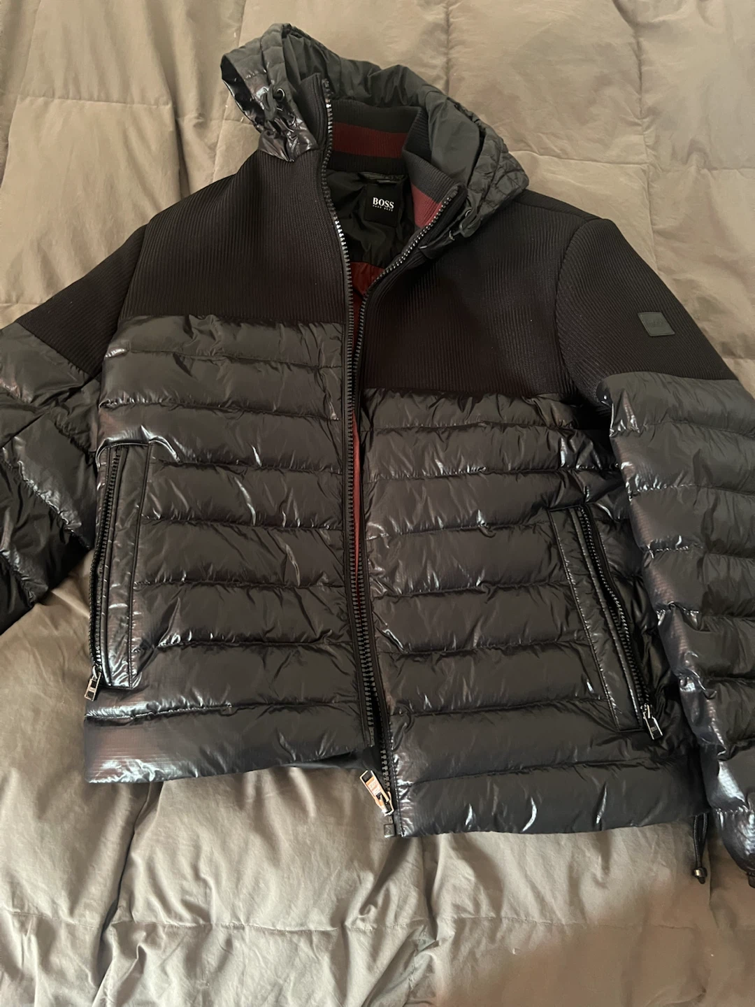 BOSS Black Puffer Jacket with Hood