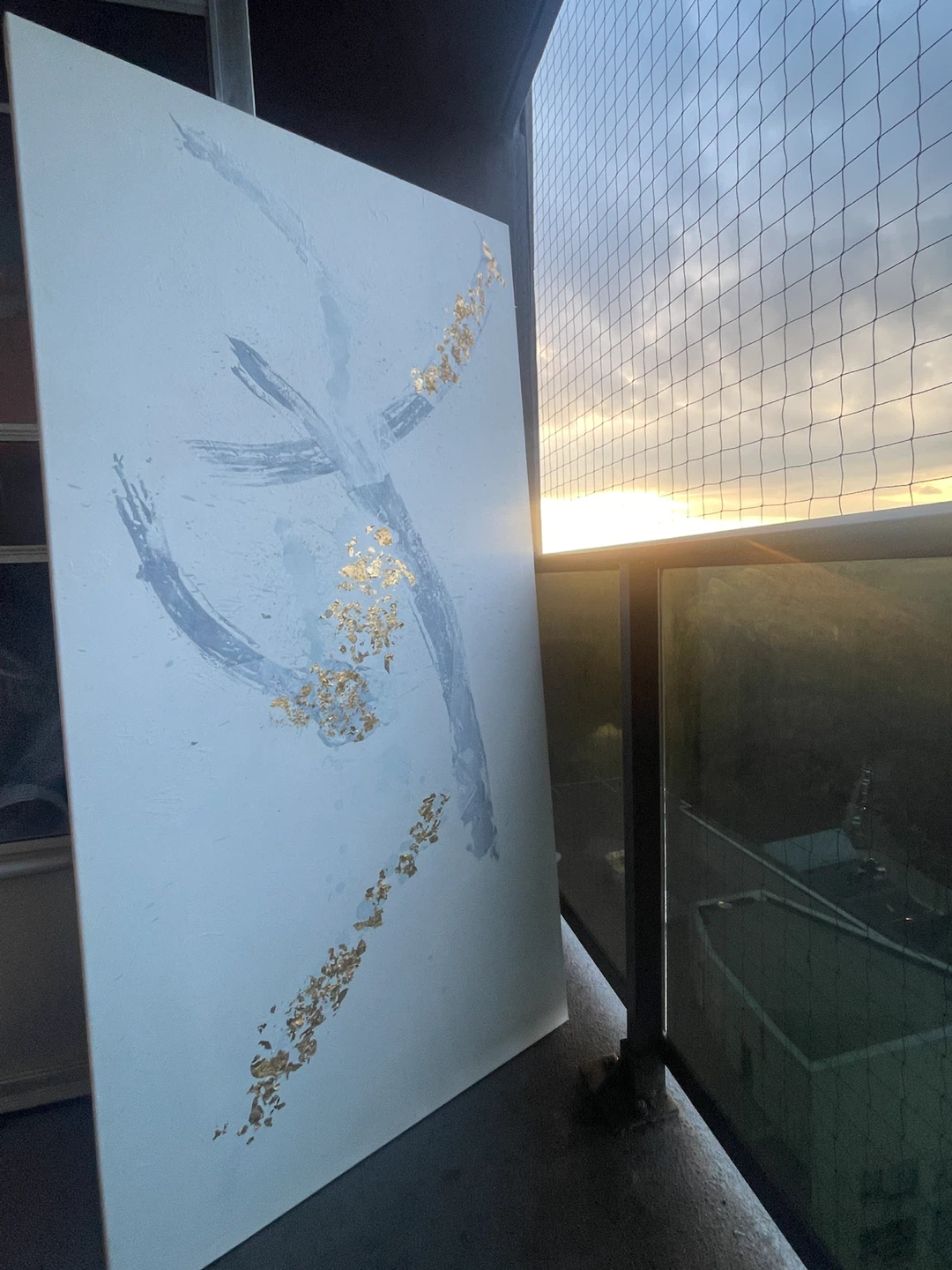 Large Abstract with Gold Leaf Accents (72 inches × 36 inches) - photo 3