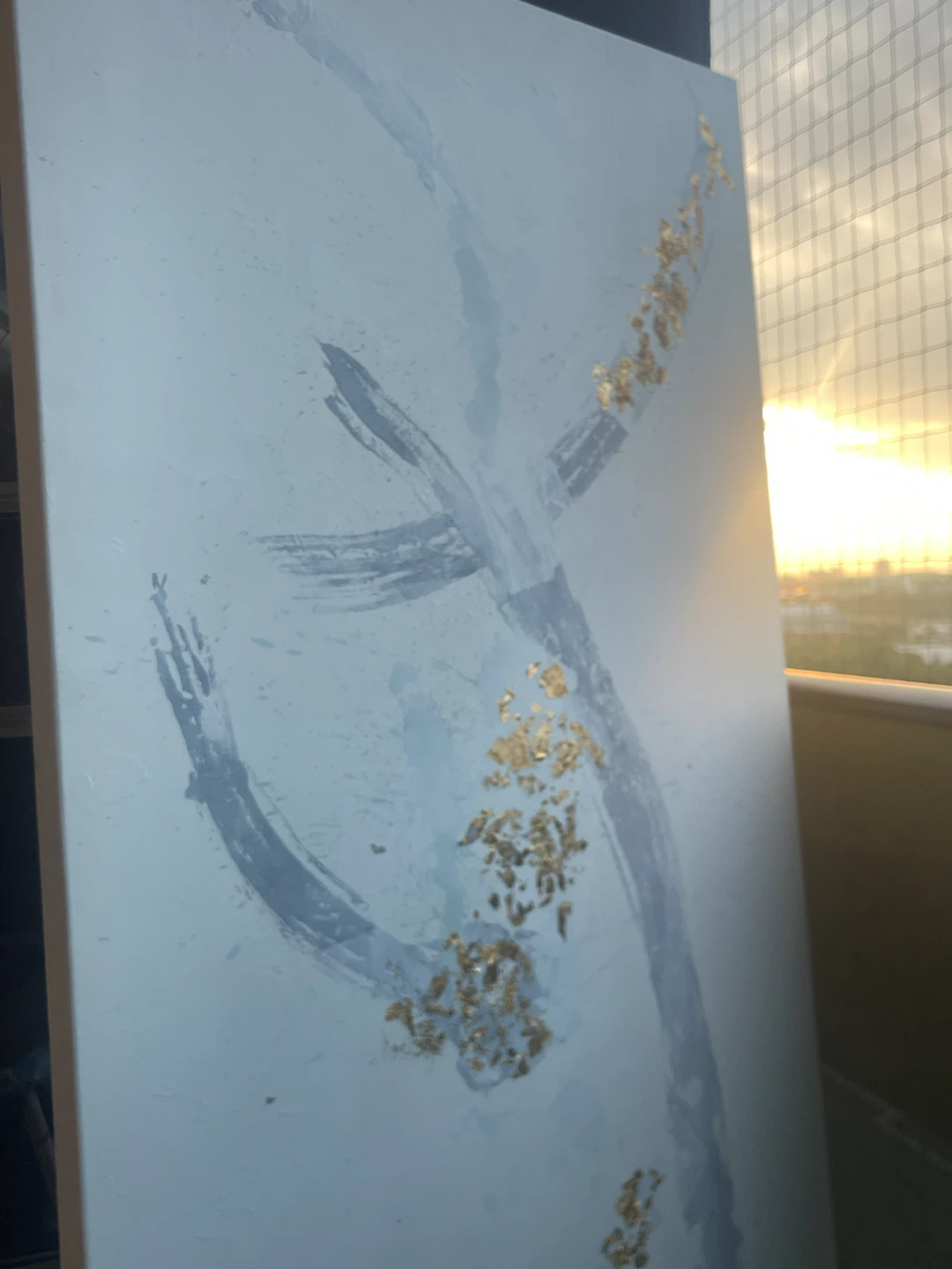 Large Abstract with Gold Leaf Accents (72 inches × 36 inches) - photo 5