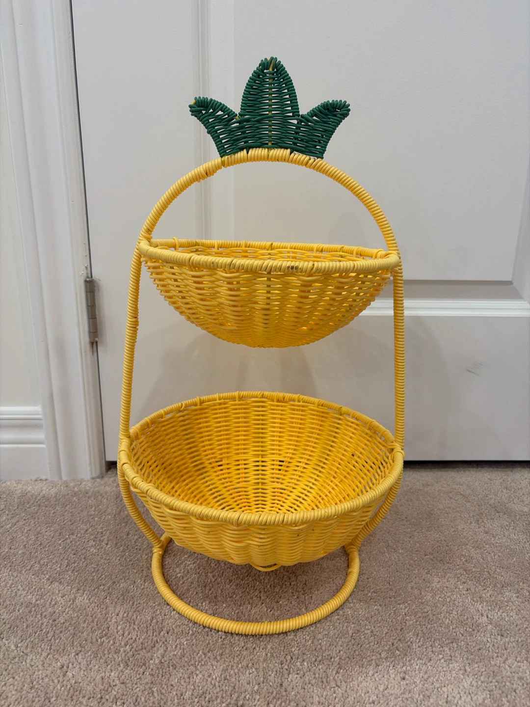 Yellow Woven Pineapple Two-Tiered Basket - photo 2