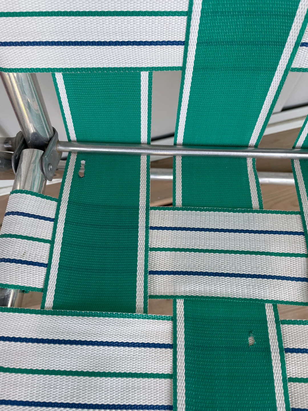 Vintage Green and White Webbed Lawn Chair - photo 3