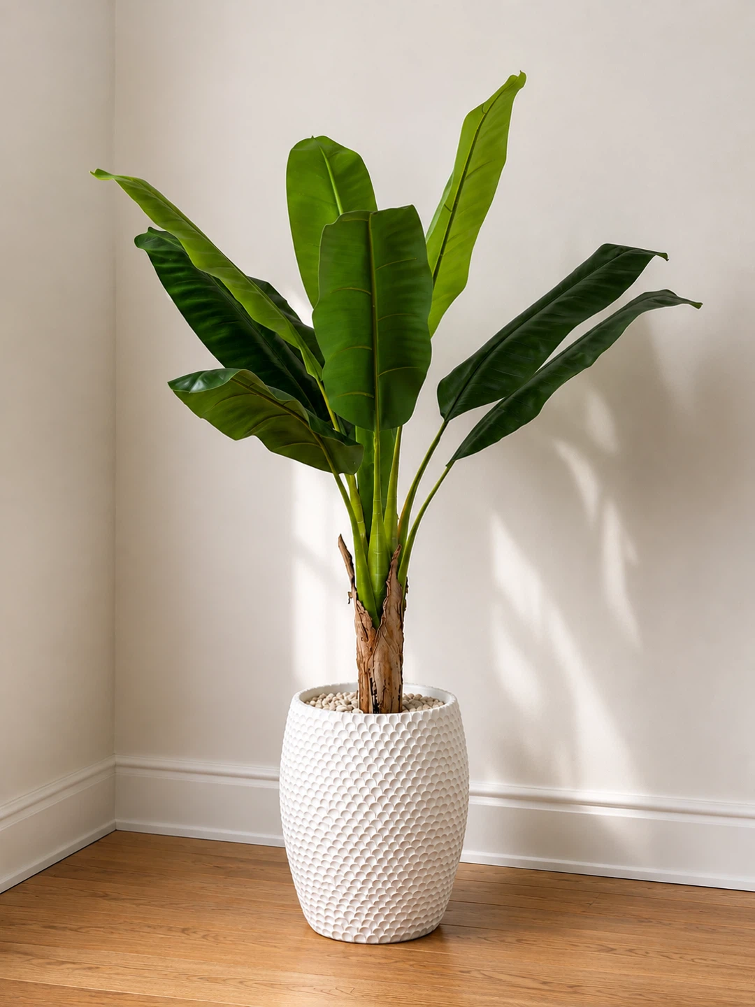 Artificial Bird of Paradise Plant in White Pot