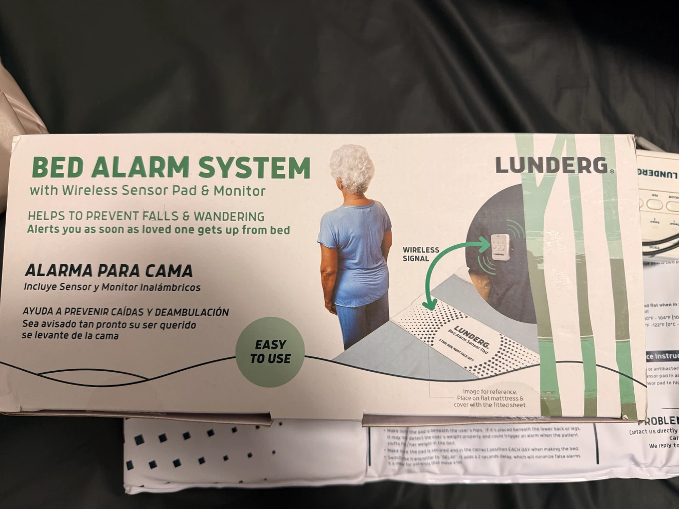 Lunderg Bed Alarm System with Wireless Sensor Pad & Monitor