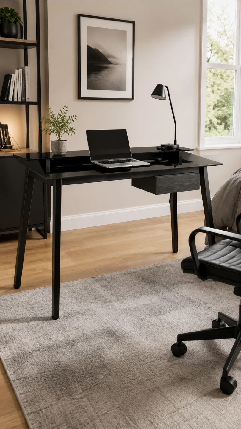 Glass Top Computer Desk