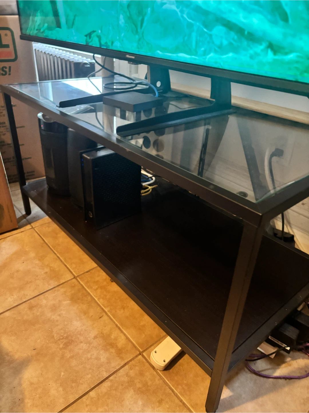 Two-Tier Media Console with Glass Top