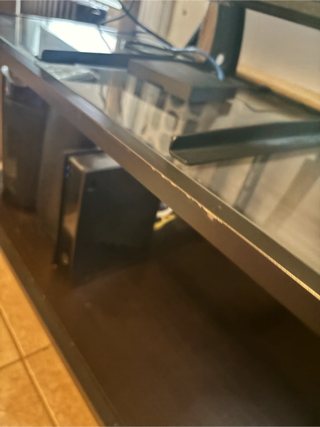 Two-Tier Media Console with Glass Top - photo 3