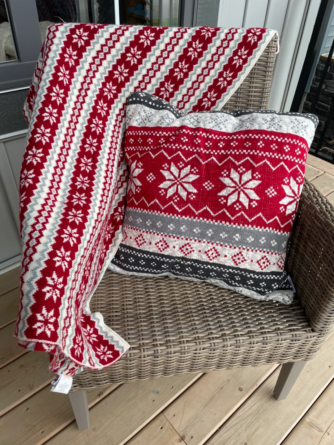 Winter themed over-sized cushion and throw blanket