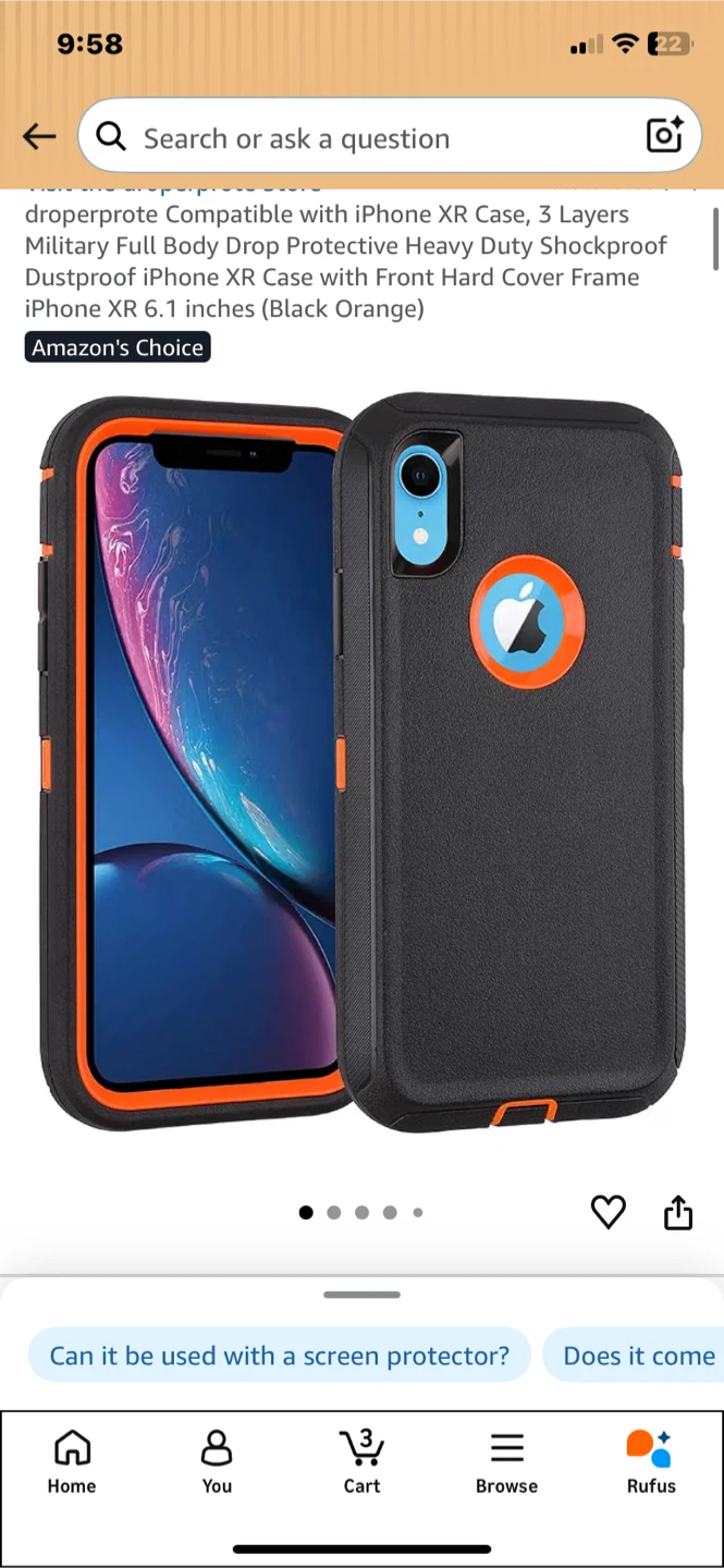 iPhone XR & Case  - Heavy Duty Protective Black Orange - photo 2