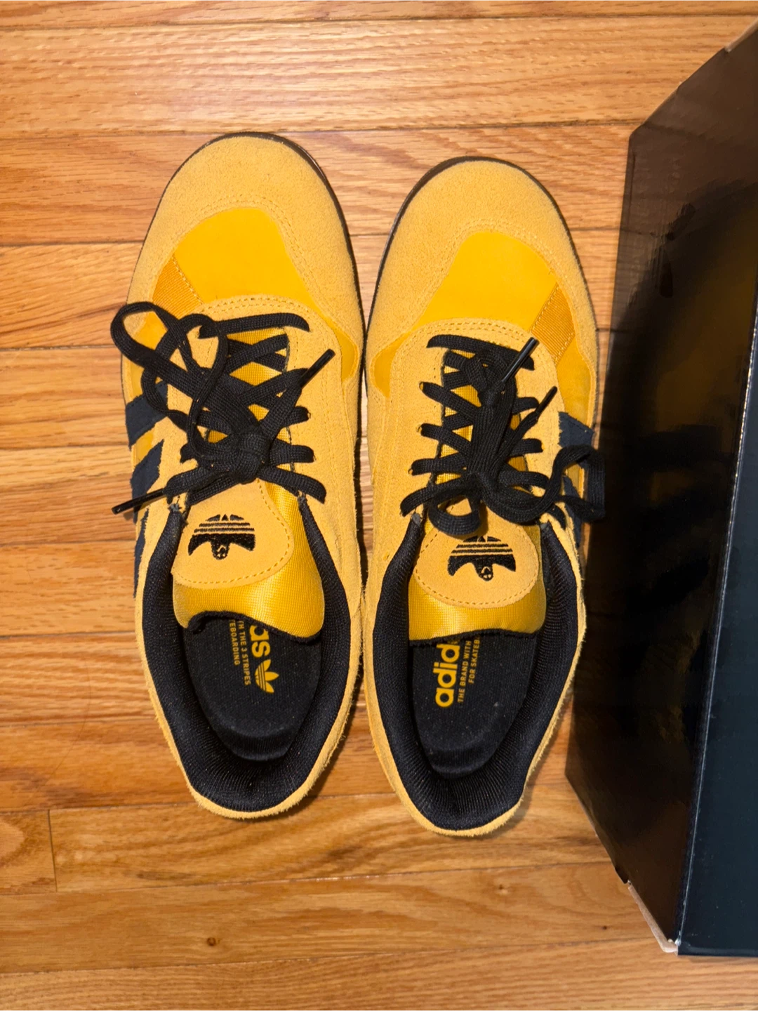 Adidas Yellow and Black Suede Sneakers with Box - photo 4