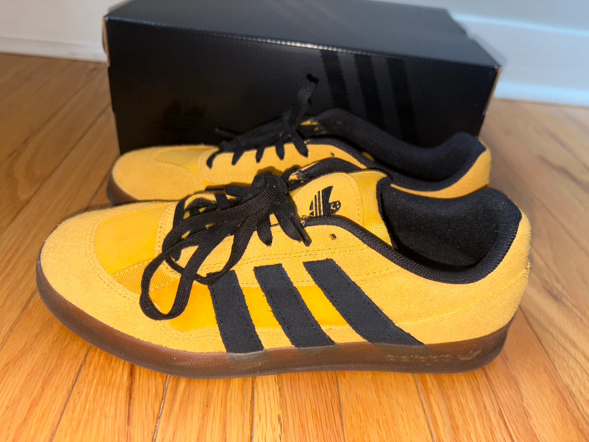 Adidas Yellow and Black Suede Sneakers with Box