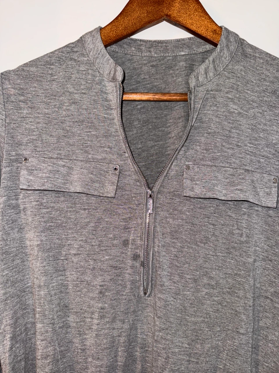 Grey Zipper Henley Shirt - photo 3