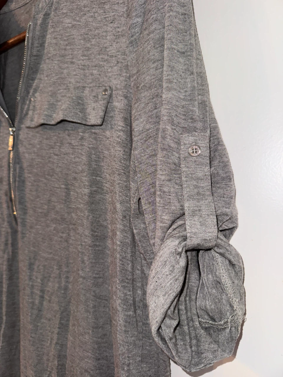 Grey Zipper Henley Shirt - photo 5