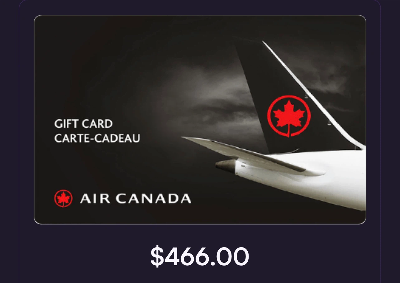 Air Canada E-Gift Card $466.00